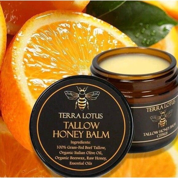 LAST PRICE NEW! Terra Lotus ORGANIC Beef Tallow Balm Raw Honey Citrus Skin Cream - Picture 1 of 4